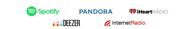 Spotify, Pandora, iHeartRadio, Deezer and Internet radio