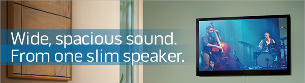 Wide, spacious sound. From one slim speaker